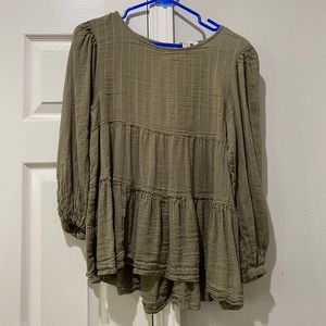american eagle tiered babydoll long sleeve blouse